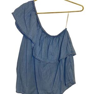 One Shoulder Denim Top